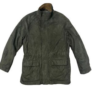 Claiborne Outerwear Field Jacket Barn Coat‎ Quilted Soft Microfiber Green Mens M